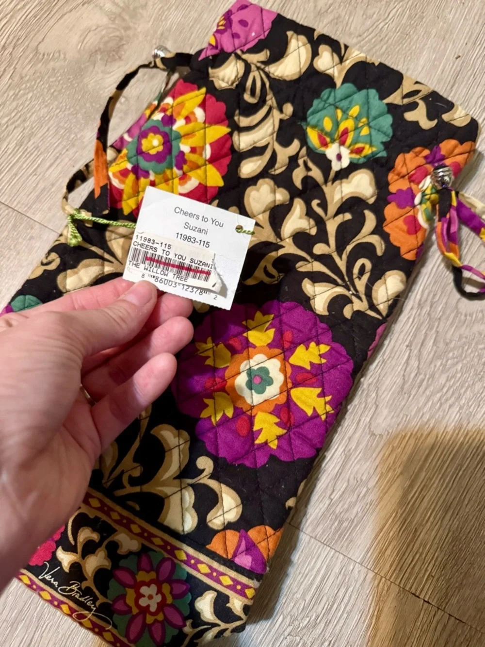 Vera Bradley Cheers To You Bottle Cinch Bag Suzani Pattern NWT - Picture 5 of 6